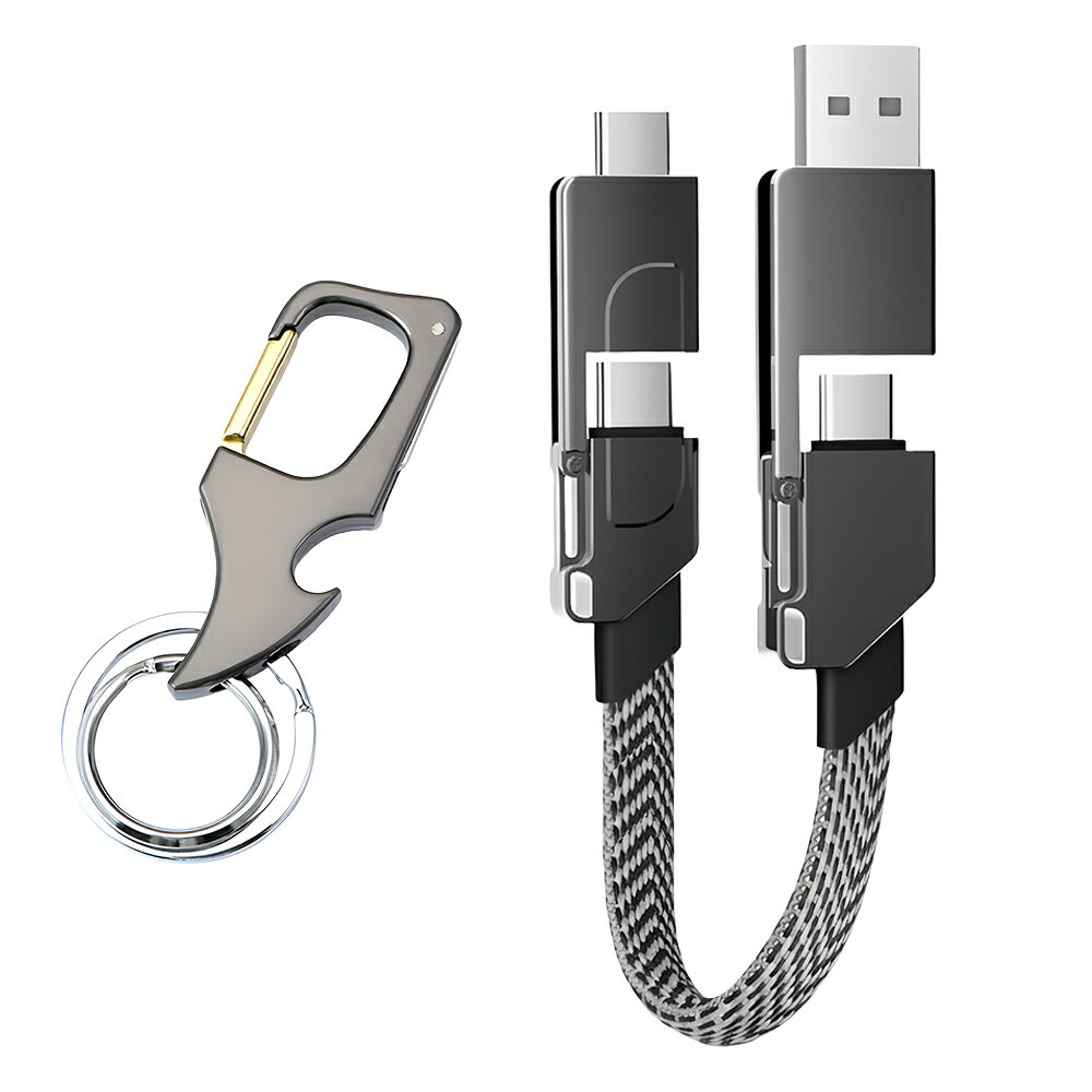 4in1USBケーブル usb type-c 合金製 ライトニングケーブル 充電 携帯用 マルチケーブル iPhone Andoroid iPad 6-4in1 iPhone 充電 ケー..