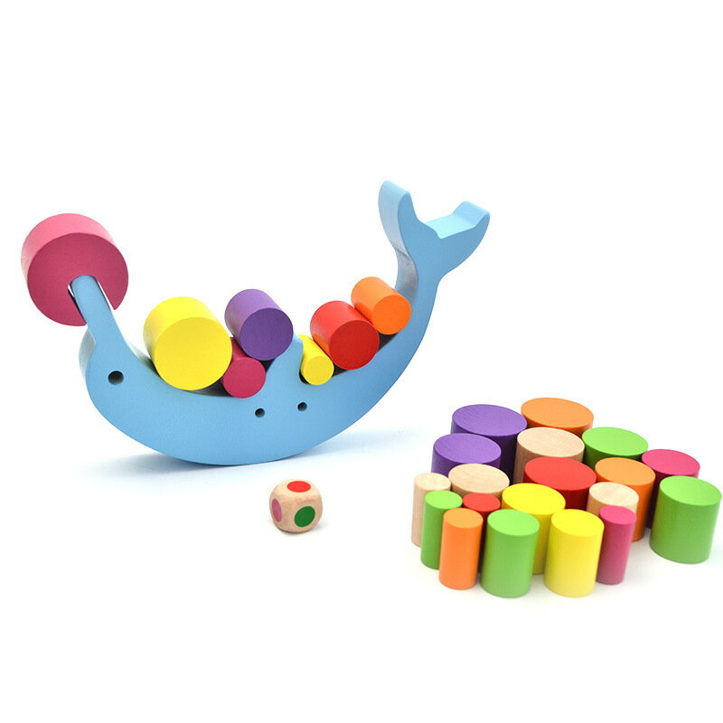 積み木 木製 イルカのつむつむバランス ブロック あかちゃん おうち遊び　おもちゃ 0歳 1際 2歳 3歳　知育玩具 ベビー プレゼント パズル 贈り物　ギフト