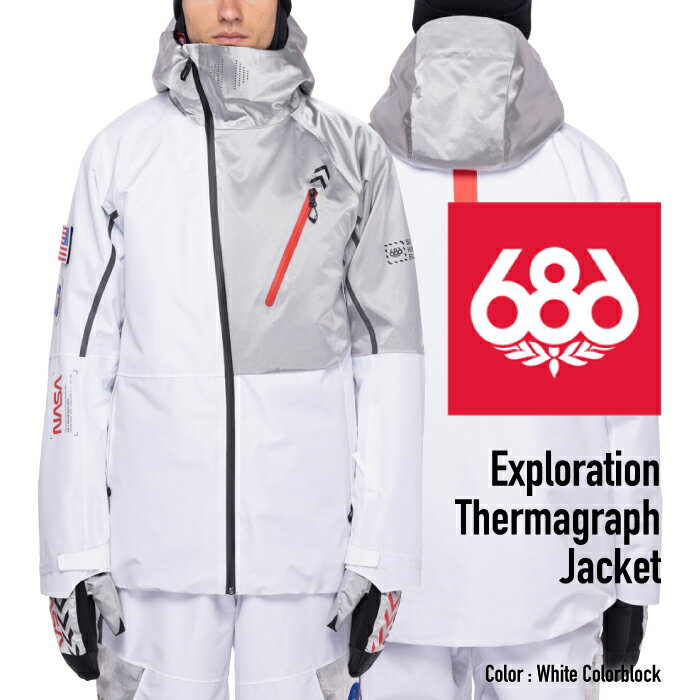 2022-23 686 EXPLORATION THERMAGRAPH JACKET White Colorblock Snowboards Wear シックスエイトシックス エクスプロレーションサーマグラフジャケット ホワイトカラーブロック スノーボード ウエアー 日本正規品