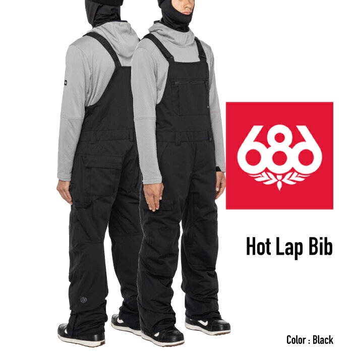 2022-23 686 HOT LAP INSULATED BIB Black Snowboards Wear シックスエイトシックス ホットラップインシュレイテッドビブ ブロック スノーボード ウエアー 日本正規品 予約商品