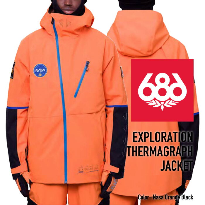 2023-24 686 MEN 039 S EXPLORATION THERMAGRAPH JACKET Nasa Orange Black シックスエイトシックス ロクハチ スノーボードウェア メンズ サーマグラフ ジャケット ナサ 2024 日本正規品