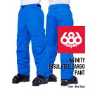 2023-24 686 MEN'S INFINITY INSULATED CARGO PANT Blue Slush シックスエイトシックス ロクハチ スノーボードウェア メンズ カーゴパンツ 2024 日本正規品 【Brand】 686（sixeightsix）はカルフォルニアのロスでオーナ兼デザイナーであるマイク・アキラ・ウェスト氏によって1992年に産声をあげる。斬新な発想から生まれるユニークかつ機能的なデザインは、彼の繊細で的確なビジネスセンスとロスのダウンタウンで養ったアーティスト感・スノー・スケートに対する強い情熱が融合したもので、よりストリートを意識した革新的かつハイクオリティーなアウターウェアーは、今では全米でトップ3に入るほどコアなユーザーからの支持を得ている。 【Details】 ・2-Layer infiDRY® 10K Fabric + DWR ・500D Horseshoe Hem™ ・Air-Flo™ Inner Leg Vents ・Boot Gaiter and Boot Lace Hook ・Front Hand Pocket Inner Key Clip ・infiLOFT® Insulation (40g) ・Pant Jacket Connect™ System ・Reinforced Kick Panel ■MENS PNT OUTERWEAR FITGUIDE(単位cm) XS S M L XL XXL 適応身長 150-156 155-163 162-171 168-178 175-184 181-191 ウエスト 76-81 81-86 86-91 91-96 96-101 101-107 ヒップ 90-96 95-102 100-108 106-113 110-118 115-120 膝回り 48-50 50-52 52-54 54-56 56-58 58-60 裾回り 50-51 51-52 52-53 53-54 54-55 55-56 レングス 76-78 78-80 79-81 80-82 81-83 82-84 ※686はUSサイズ基準となっています。FIT GUIDEはメーカーが推奨するサイズの目安となりますが、実際に商品をご試着されることをお薦めいたします。商品によりサイズスペックが異なります。