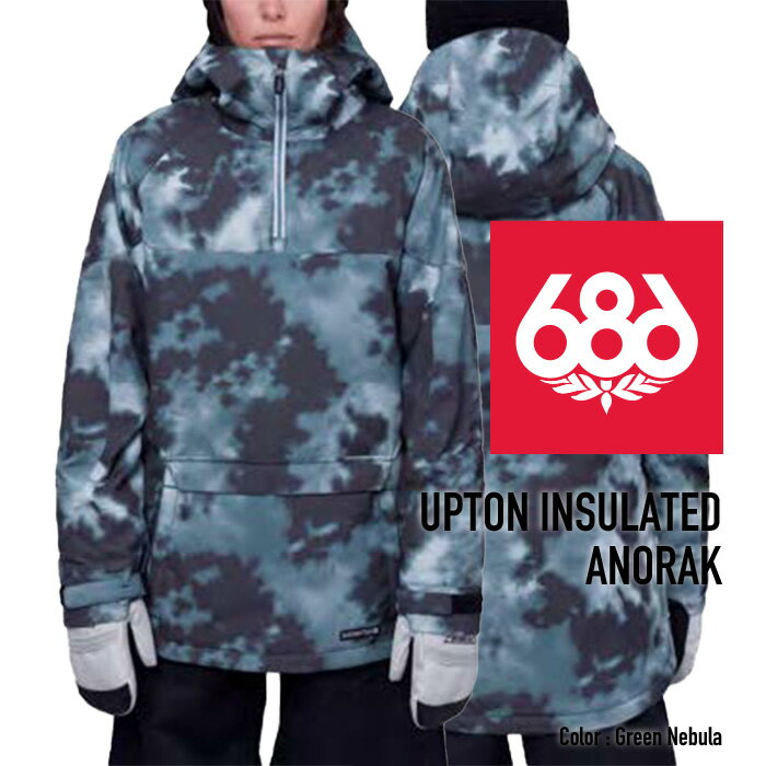 2023-24 686 WOMEN'S UPTON INSULATED ANORAK Green Nebula シックスエイトシックス ロクハチ スノーボードウェア アノラック ジャケット レディース ウィメンズ 2024 日本正規品 【Brand】 686（sixeightsix）はカルフォルニアのロスでオーナ兼デザイナーであるマイク・アキラ・ウェスト氏によって1992年に産声をあげる。斬新な発想から生まれるユニークかつ機能的なデザインは、彼の繊細で的確なビジネスセンスとロスのダウンタウンで養ったアーティスト感・スノー・スケートに対する強い情熱が融合したもので、よりストリートを意識した革新的かつハイクオリティーなアウターウェアーは、今では全米でトップ3に入るほどコアなユーザーからの支持を得ている。 【Details】 ・2-Layer infiDRY® 10K Fabric + DWR ・Adjustable Bottom Hem Cinch ・Adjustable Death Grip™ Velcro Cuffs ・Adjustable Helmet Compatible Hood ・Air-Flo™ Underarm Vents ・Attached Adjustable Powder Skirt ・Front Hand Pocket Inner Key Clip ・Glove Link™ Inner Thumb Grip ・Hood Link System ・infiLOFT® Insulation (Body Mapped 40g Body/Sleeves/ shell hood) ・Inner Audio Pocket ・Inner Lycra Wrist Gaiters Transform into Mitts ・Pant Jacket Connect™ System ・Tangle Free Headphone Loops ・Velcro Pass Pocket w/ Key Clip ■WOMENS JKT OUTERWEAR FITGUIDE(単位cm) XS S M L XL 適応身長 146-154 153-160 158-165 163-170 168-175 着丈 72-74 74-76 76-78 78-80 80-82 胸囲 84-89 86-91 89-94 91-98 95-102 身幅 47-50 49-52 51-55 53-56 55-58 袖丈 74-77 76-77 76-79 78-81 80-83 ※686はUSサイズ基準となっています。FIT GUIDEはメーカーが推奨するサイズの目安となりますが、実際に商品をご試着されることをお薦めいたします。商品によりサイズスペックが異なります。 Green Nebula Charcoal Color Block Steel BlueColorblock GrateflDeadWhtTieDye