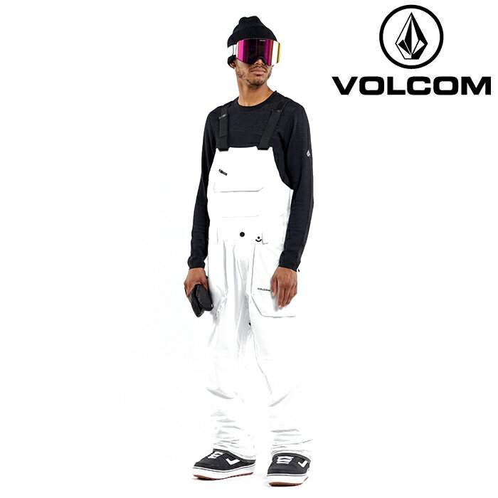 2023-24 VOLCOM ROAN BIB OVERALL WHT-White ボルコム オーバーオール ウェア ビブパンツ メンズ スノーボード スキー 2024 日本正規品