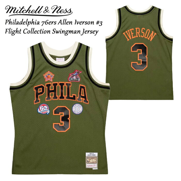 MITCHELL ＆ NESS FLIGHT SWINGMAN JERSEY 96-97 ALLEN IVERSON PHILADELPHIA 76ers SMJY4847-P7696AIVDKGN ミッチェル＆ネス ユニフォーム アレンアイバーソン フィラデルフィア セブンティシクサーズ スウィングマン ジャージー 大きいサイズ バスケ メンズ 男性