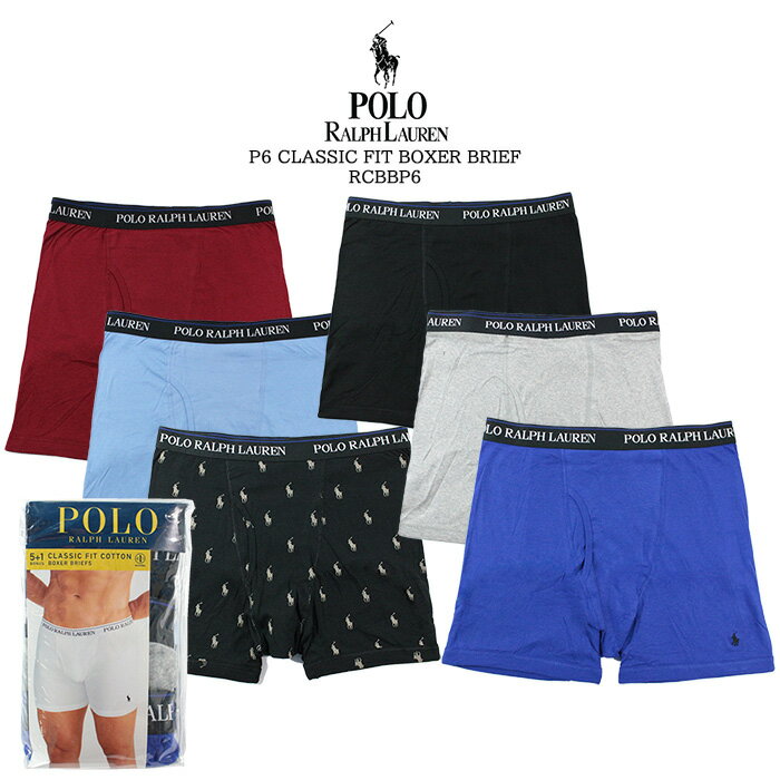 Polo Ralph Lauren ポロ ラルフローレン ボクサータイプ 6枚セット POLO RALPH LAUREN P6 CLASSIC FIT BOXER BRIEF RCBBP6 Black Gray Red Blue Navy メンズ 男性 6枚 ボクサーブリーフ ボクサーパンツ 黒 灰 赤 青