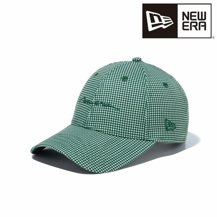 ニューエラ NEW ERA ゴルフ WOMEN'S 9FORTY ロングバイザー Houndstooth ハウンズトゥース スクリプトロゴ グリーン 56.8 - 60.6cm キャップ 帽子 日本正規品