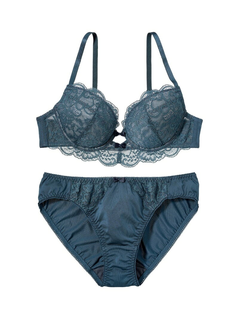 [Natural height and rounded bust] Natural bust-shaping lace bra set by PEACH JOHN. Peach John innerwear/loungewear bra & panty set in pink, green, and navy. [Pre-order] *[Rakuten Fashion]