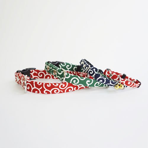 犬 首輪 散歩 お出かけ かわいい 強度安心 日本製 ハンプ生地 BLANCO ブランコ 唐草デザイン首輪
