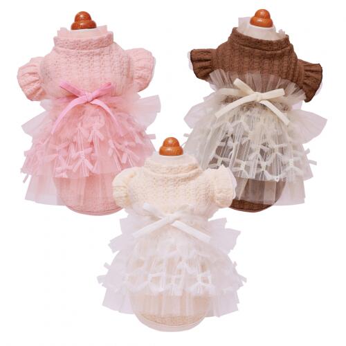 【GODPIVA】リボンチュールニットタンク［ゴッドピバ］犬 服 ドッグウェア タンクトップ かわいい おしゃれ リブニット