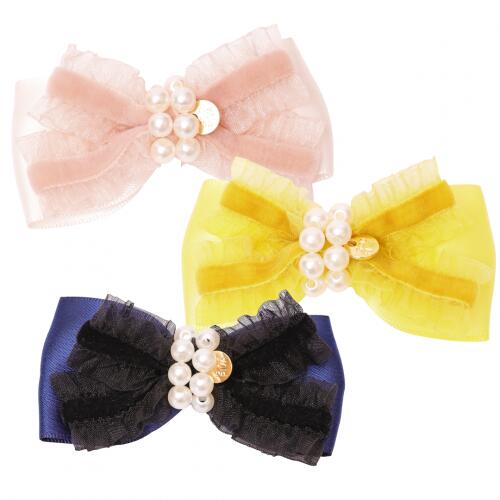 【GODPIVA】ドーリーフリルリボン［ゴッドピバ］犬用 ヘア アクセサリー バレッタ フリル レース 毛が..