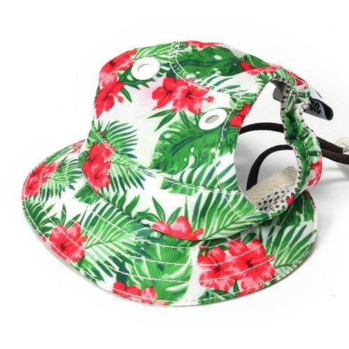 【Solgra】ソルグラ ハイビスカス柄帽子 犬用 ハット キャップ 冷感 クーリング加工 ゴム紐 ストッパー..