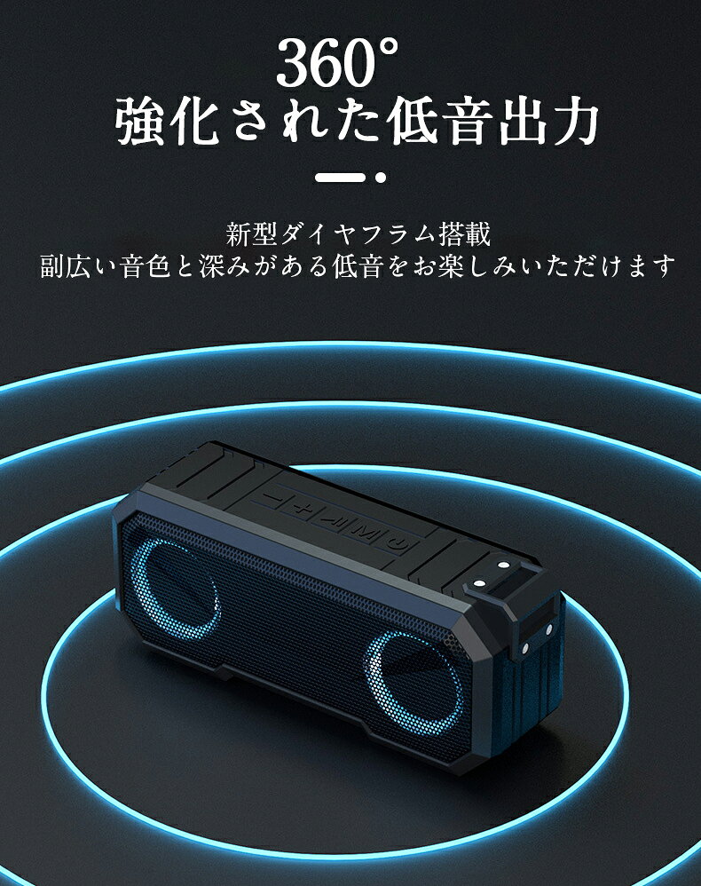 スピーカー Bluetooth ワイヤレス 高音質 スピーカー ブルートゥーススピーカー IPX7 防水スピーカー 内蔵マイク 有線・無線接続 防水 小型 12h連続再生 TWS対応 お風呂 浴室 キッチン 多機能 おしゃれ peapod-10000499 peapod サンプル画像3