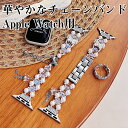 Apple Watch 10 9 8 7 バンド チェーン レディース 交換バンド キラキラ 真珠 ジルコン ビーズ グラデーション ラインストーン 蝶モチーフ...