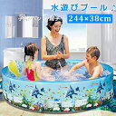 プール 子供用プール 空気入れ不要 ファミリープール 直径244×高さ38cm 折り畳み式 プール ビニールプール 組立簡単 キッズプール 犬 猫 ペットにも適用 水遊び 親子遊び アウトドア 庭 芝生遊び レジャープール 家庭用プール かわいい 水あそび 夏 夏対策 熱