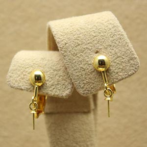 SV（シルバーゴールド）　イヤリング金具(真珠用)　ぶら下がりタイプ　クッション付き　ネックレスの余り珠で加工費無料でお作り致します！！