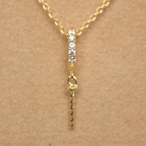 【メール便　OK】　K18　ダイヤ0．06ct　クリッカー　バネ式　真珠用(金具)　　ルース(真珠)を選んで頂き無料で加工致します！！