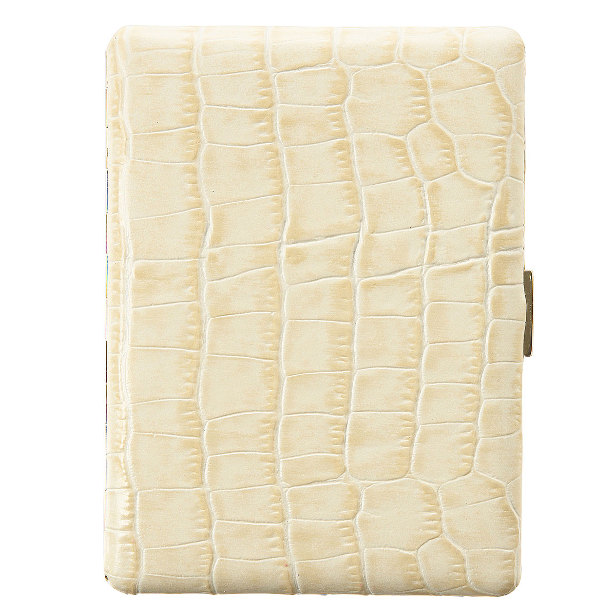 PEARL コスモス9本(100mm)/12本(70mm) クロコ型押しレザー ホワイト クルミ革巻き シガレットケース 日本製 1-04427-60