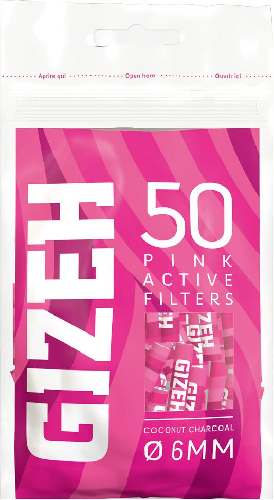 GIZEH ギゼ アクティブフィルター 6mm スリムサイズ ピンク 50個入 (活性炭入り) (直径6mm x 長さ27mm..