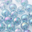 【国内検品済み】大粒 ビー玉風 ラメビーズ 14mm 30個 B-132 ブルー 青 ラメ入り 両穴貫通 アクリルビーズ ハンドメイド アクセサリーパーツ オーロラ加工 ABカラー
