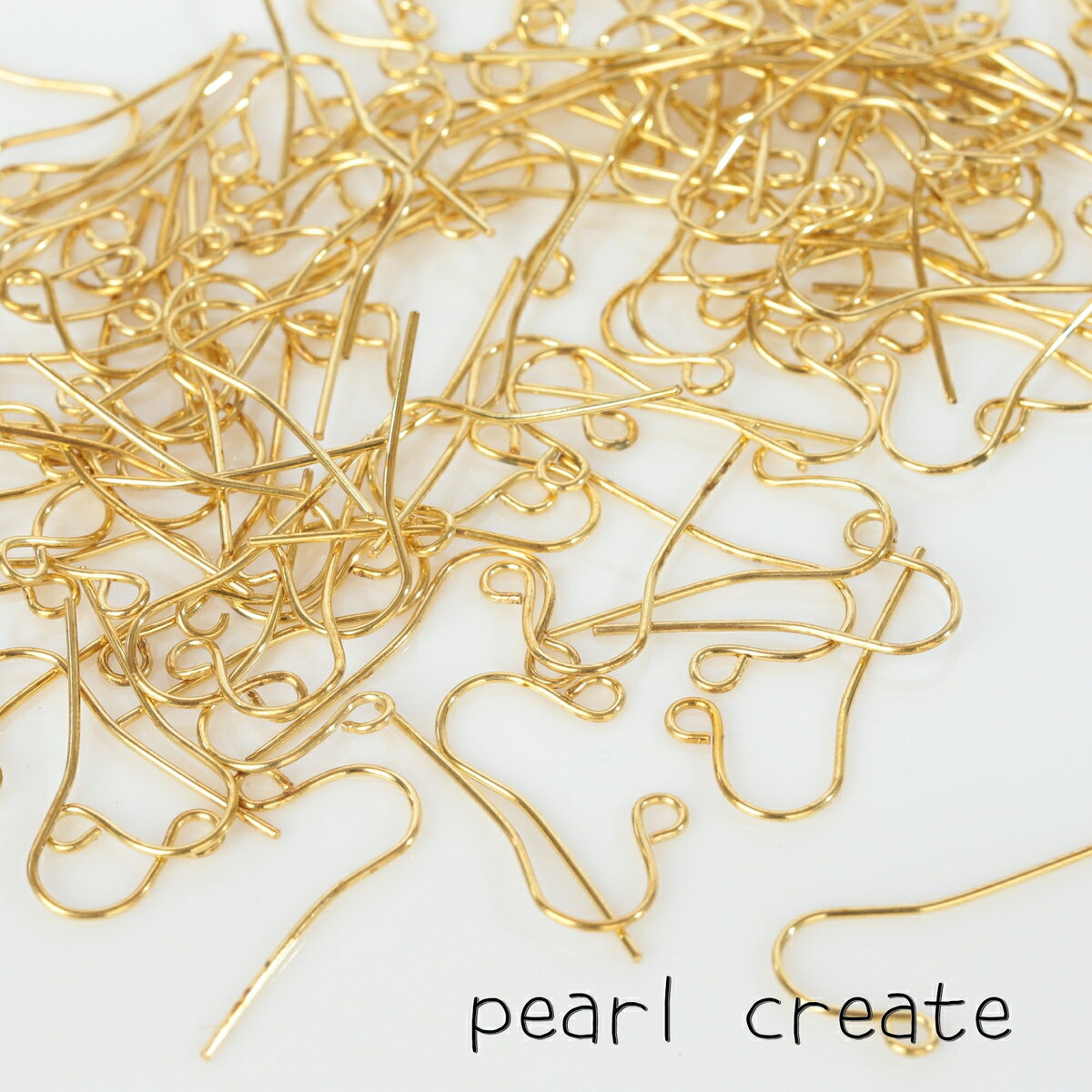 【国内検品済み】ピアスフック シンプル ゴールド 0.7×23mm 100個（50ペア） ハンドメイド素材 アクセサリーパーツ 金色 基礎金具 副資材