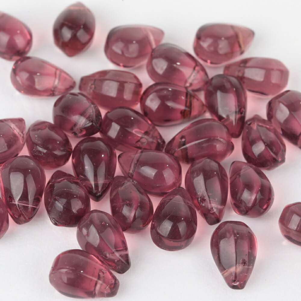 【国内検品済み】しずく型 チェコビーズ パープル 9×6mm 30個 B-089 高級 透明感 横穴貫通 ハンドメイ..