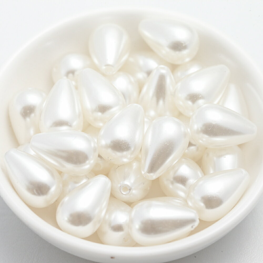 【国内検品済み】大粒 しずくパール ホワイト 10×15mm 50粒 P-060 両穴貫通 高品質 ドロップ型 ハンド..