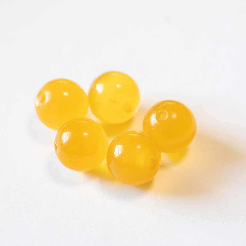 【国内検品済み】天然石 イエローキャッツアイ 猫目石 10mm 5個 S-015 両穴貫通 ねこめいし 黄色 パワーストーン 魔除け 集中力 前進 お守りのサムネイル