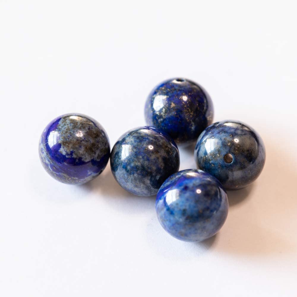 【国内検品済み】天然石 ラピスラズリ 青 ブルー 10mm 5個 S-024 両穴貫通 青金石 せいきんせき 瑠璃 るり パワーストーン 癒し危険回避 知性 判断力