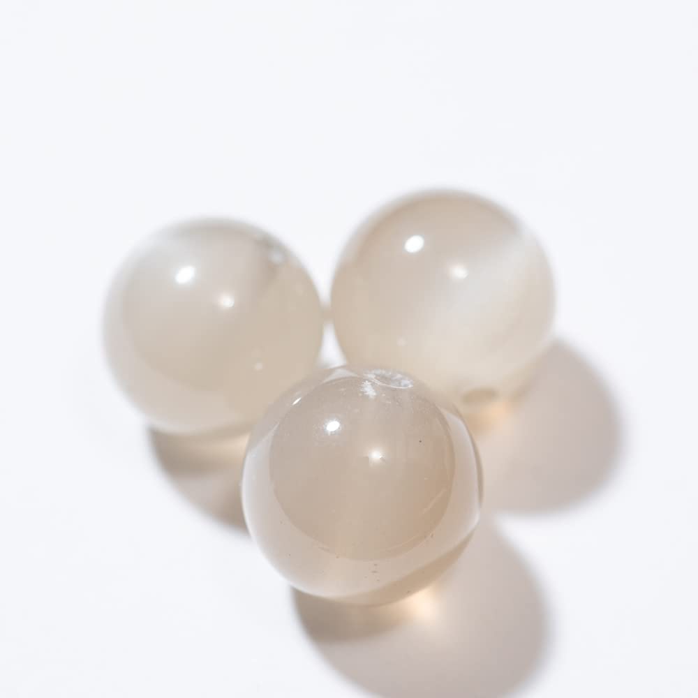 【国内検品済み】天然石 グレームーンストーン 誕生石 10mm 3粒 S-028 両穴貫通 パワーストーン 月長石 げっちょうせき 灰色 感情安定 潜在能力