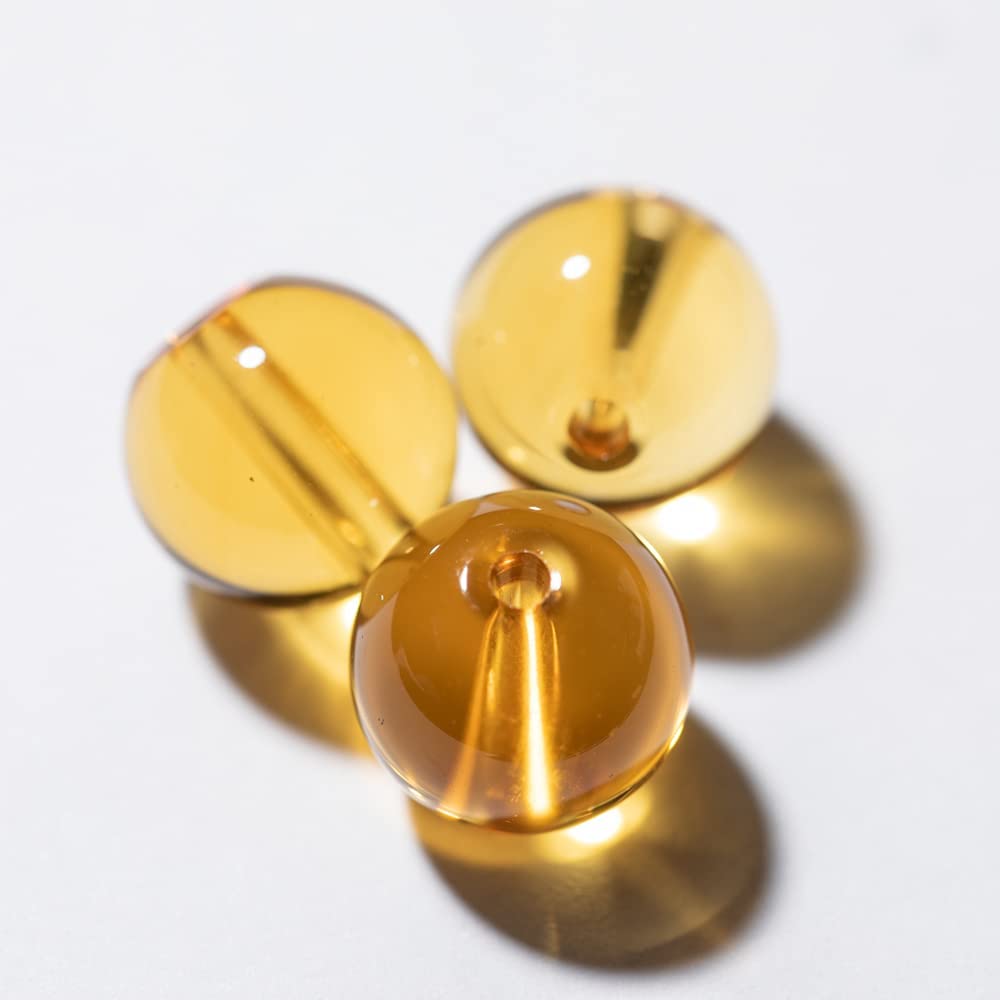 【国内検品済み】天然石 シトリン 黄水晶 10mm 3粒 S-064 両穴貫通 パワーストーン 金運上昇 ストレス..