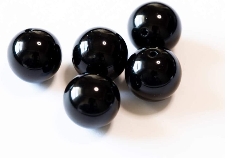 【国内検品済み】天然石 オブシディアン 黒曜石 10mm 5粒 S-008 両穴貫通 ブラック パワーストーン こくようせき 漆黒 魔除け 高級 スピリチュアル