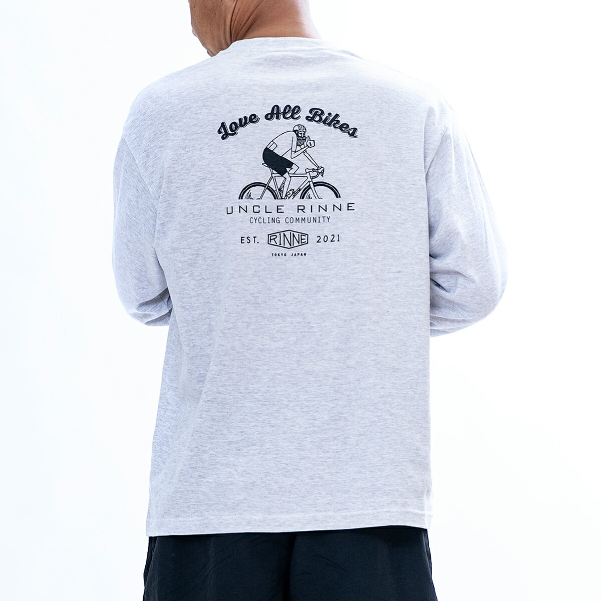 リンネ×PI 刺繍ロゴ長袖Tシャツ ライトグレー