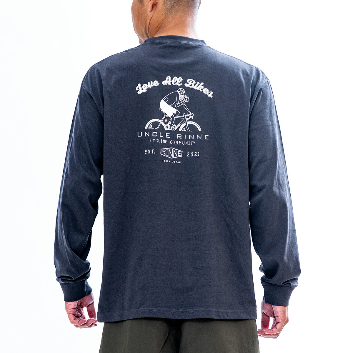 リンネ×PI 刺繍ロゴ長袖Tシャツ ダークグレー