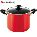 【5月3日〜6日まで全品ポイント5倍!】パール金属公式 寸胴鍋 21cm ガラス蓋付 ガス火専用 ふっ素加工 レッド オンリーワン・ステージ HB-6146 母...