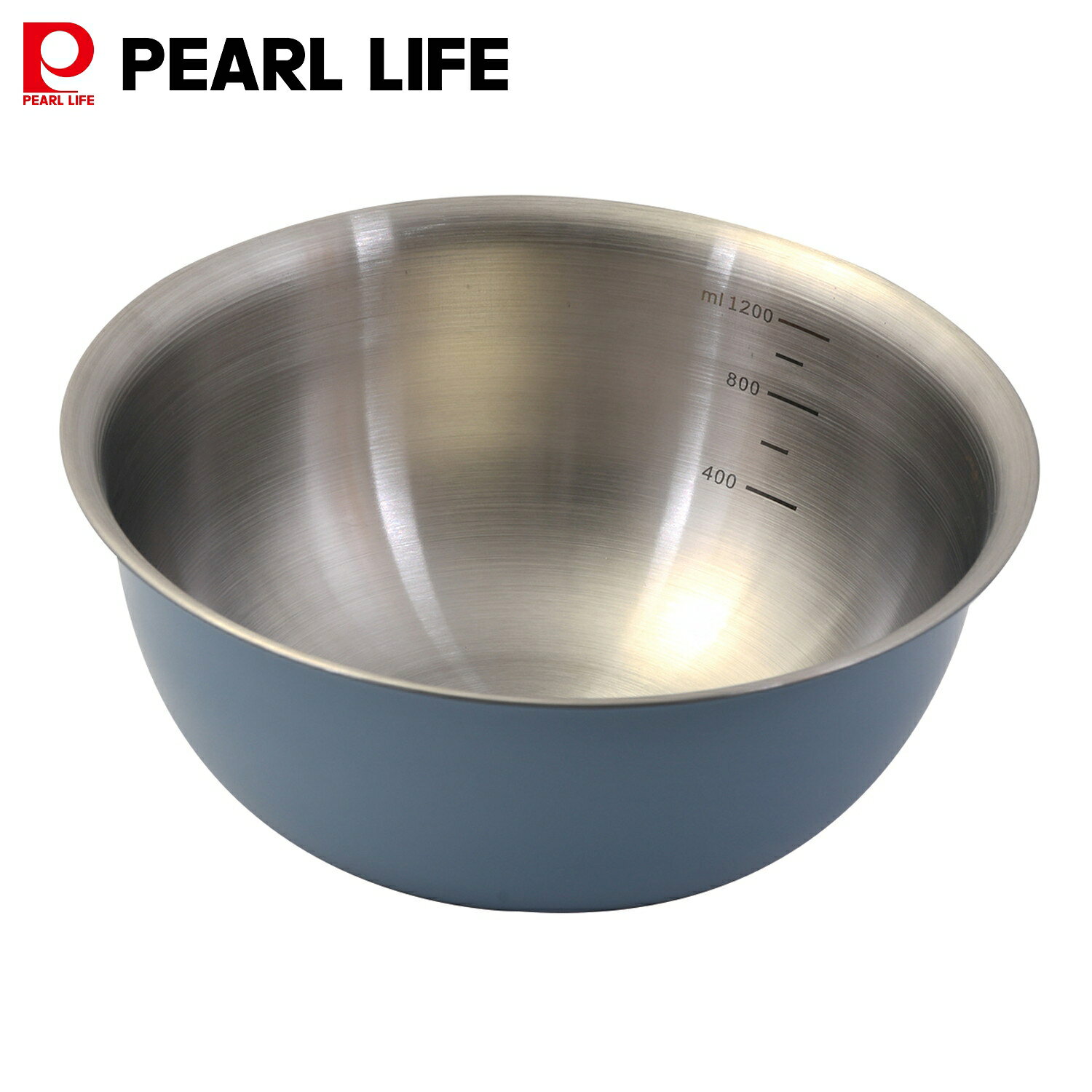 パール金属公式 カラーボウル 17cm 目盛付 ブルー ステンレス製 キッチンスマイル HC-631