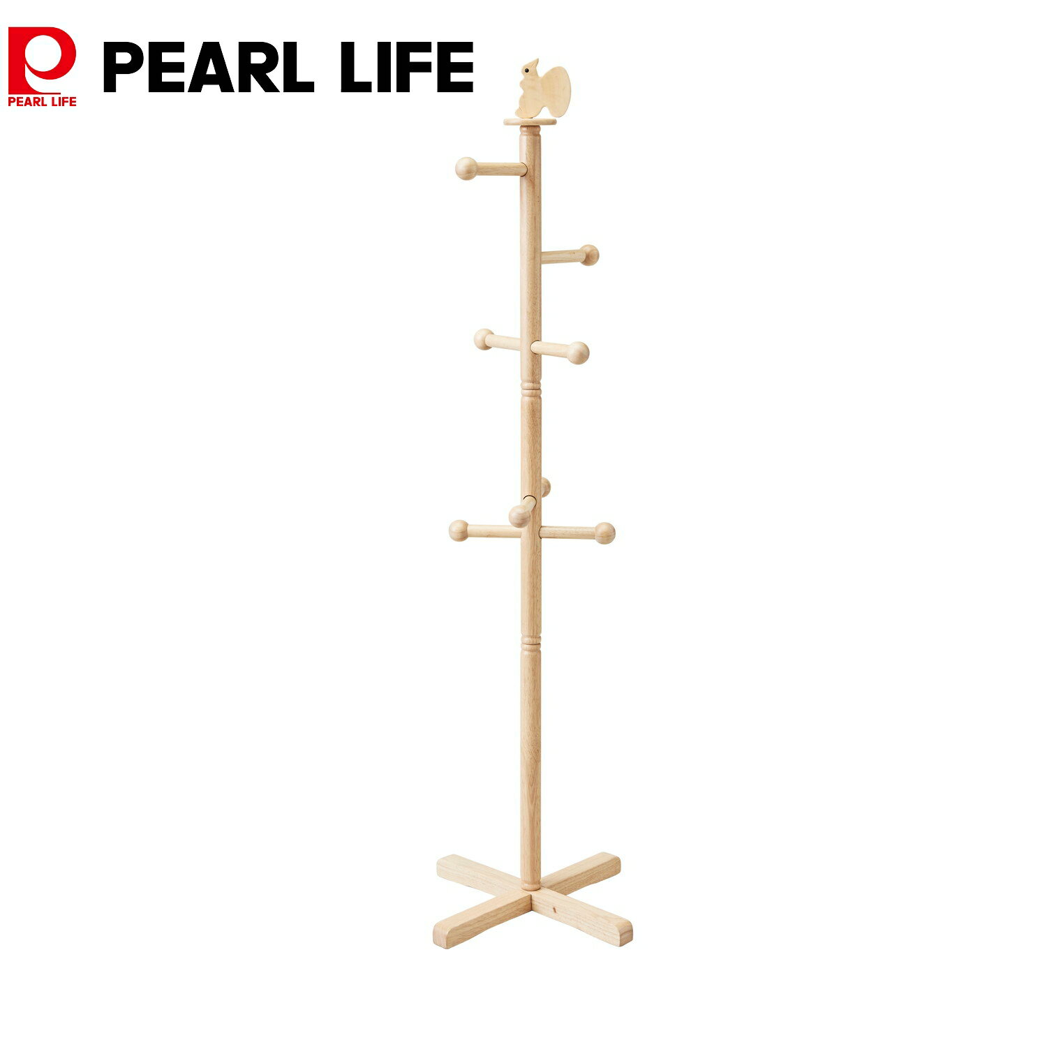 【スーパーSALE開始4時間限定10%OFFクーポン】 パール金属公式 木製 ポールハンガー 子供 キッズ ジュニア りす ナチュラル V-II N-7805 ...