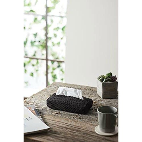 パール金属 ストレッチティッシュカバー ソフトパック用ブロック柄 ブラック N-7768 [2]