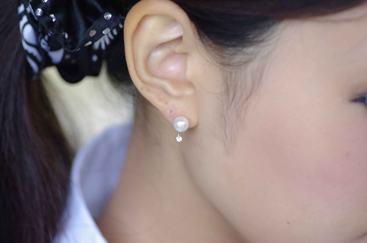 アコヤ真珠 パール ピアス 約7.0mm ホワイトゴールド k14wg wg