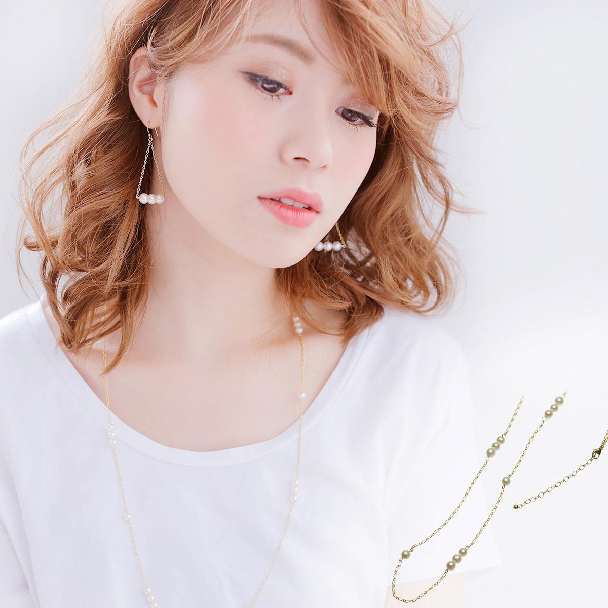 パール ステーションネックレス 高級 淡水真珠 シンプル 本真珠 ステーション ロングネックレス 5-5.5mm 14金ゴールドフィールド K14GF 結婚式 金属アレルギー対応 普段使い