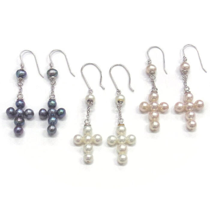 淡水真珠ロングチェーンパールピアス...
