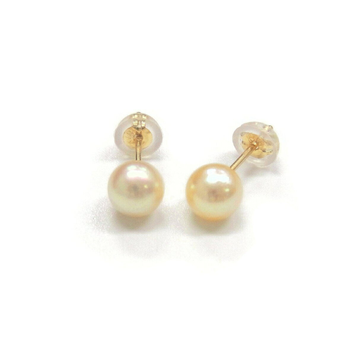 アコヤ真珠 ベビーパールピアス イヤリング 5.5-6mm ゴールド 無調色 ラウンド K18YG 