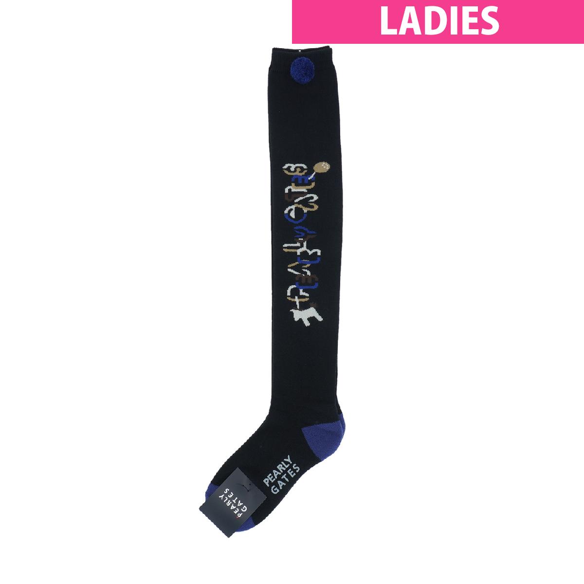 パーリーゲイツ　PEARLY GATES　クサリロゴ柄ニーハイソックス　レディス