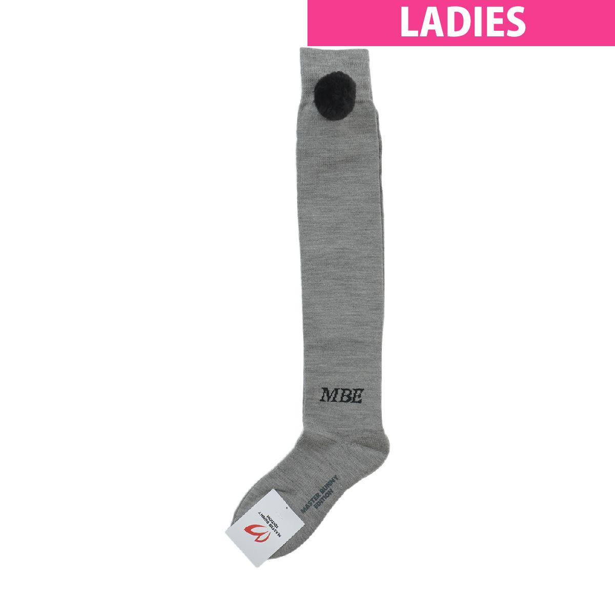 マスターバニーエディション　MASTER BUNNY EDITION　ファーポン付きニーハイソックス　レディス