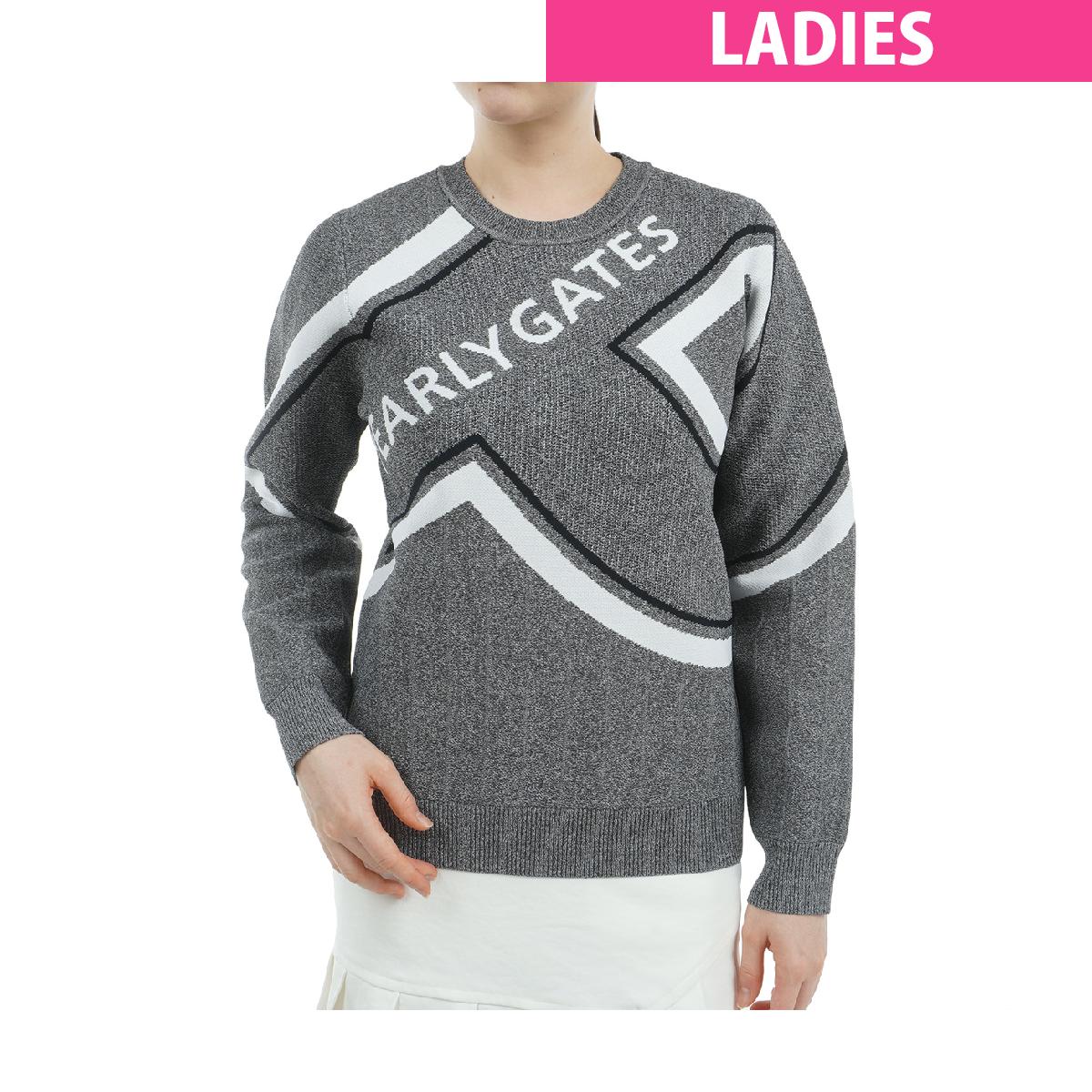 パーリーゲイツ　PEARLY GATES　光栓 1／50 Wジャカード+ピンタック丸首セーター　レディス