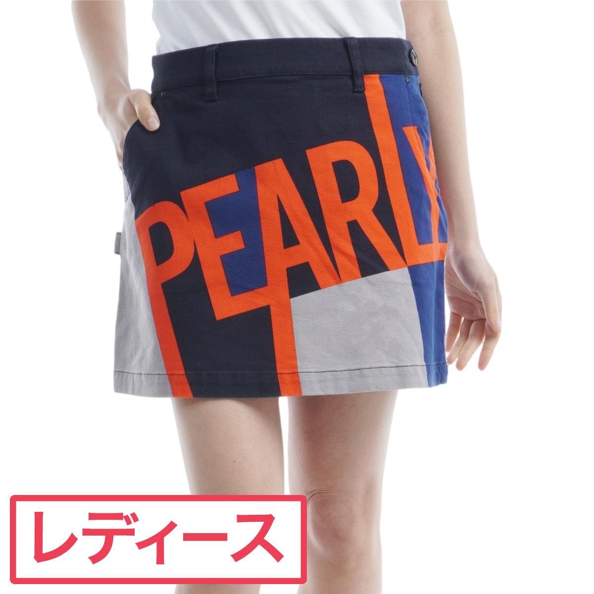 パーリーゲイツ PEARLY GATES サージ パネルロゴ柄プリント スカート レディス