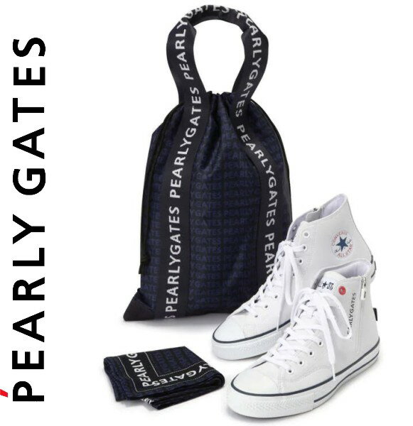 【NEW】PEARLY GATES パーリーゲイツ【PEARLY GATES × CONVERSE】コンバースコラボ ホワイト ALL★STAR メンズハイカットスパイクレス ゴルフシューズ トートバッグ＆バンダナ付 053-2292803/22C