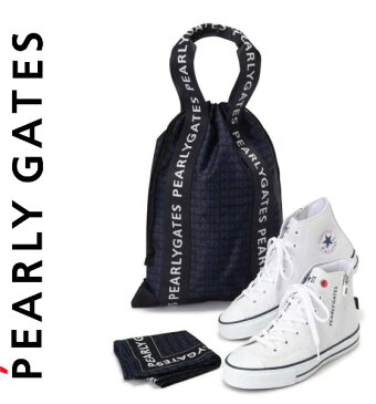 【NEW】PEARLY GATES パーリーゲイツ【PEARLY GATES × CONVERSE】コンバースコラボ ホワイト ALL★STAR レディースハイカットスパイクレス ゴルフシューズ トートバッグ＆バンダナ付き 053-2292804/22C