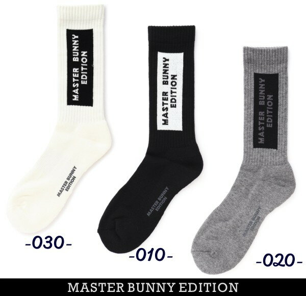 【NEW】マスターバニーbyパーリーゲイツMASTER BUNNY EDITION ボックスロゴメンズリブ編みミドルソックス＜抗菌防臭＞758-3286103/23D