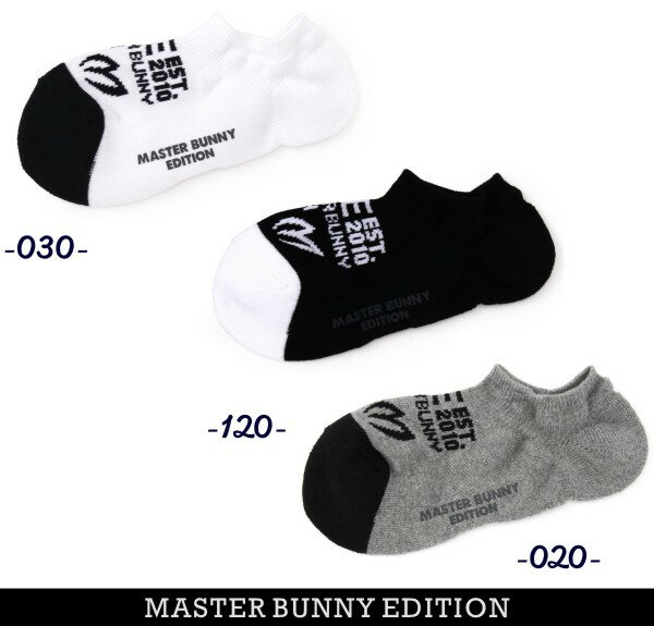 ABOUT MASTERBUNNY EDITION ■ Information □名称：マスターバニー レディースソックス □カラー：ホワイト030・ネイビー120・グレー020 □素材：コットン・アクリル・その他 ※抗菌防臭機能付き □サイズ：レディースフリー（22～24cm） □メーカー正規商品 □製造国：日本製 □本体価格：税込￥2,420（税抜￥2,200+税） □発売元：株式会社TSI ※商品は、着用状況、経年、洗濯の仕方等によっては、個人差はありますが「変色」や「色落ち」等が出る場合がありますので、その点をあらかじめご了承のうえ、お買い求めください。 ■ Staff Comment ■つま先部の配色使いと甲部分のシーズンロゴで大きなインパクトを与えた、シューズインソックス。ソックスの日焼けを避けるために、ゴルフシューズの履き口と同じぐらいの高さで履けるソックス丈を採用しています。かかと部分に着圧サポートのヒールホールドを採用することで、ズレを防止してソックスが脱げ難い仕様です。シューズを脱いだ時のイヤなニオイの原因となる、雑菌の繁殖を抑える抗菌防臭性に優れているのもポイント。 ■ Option - Others(ご購入前に必ずお読みください) ■ゴルフウエアご購入の前にお読みください。 ・ゴルフをお洒落に楽しみたい方には、ゴルフウエアは、必須アイテムです。 ゴルフは意外にタフなスポーツです。夏の暑い時期などは、「トレーニングウエアでもいいのでは?」と思うぐらい 太陽の光や、汗もいっぱいかきます。 そんなタフなスポーツですが、素晴らしい自然とグリーンの世界ですから、おもいっきりおしゃれしたいですね。 そこで心配なのが、直接肌に触れやすい「パンツ」や「ポロシャツ」等のメンテナンスです。 個人差はありますが、紫外線や汗による「変色」や「色あせ」などはどうしても防ぐことができません。 ここでは、その影響を、少しでも小さくできるように「対策」をまとめてみました。 完璧には防ぐことかはできませんが、お役に立てればと思います。 こちらをぜひご覧ください。 ■ Sopping Guide (ご購入前に必ずお読みください) ■こちらの商品は、【郵送】での発送になりますので、お急ぎの場合や、時間指定、お届け日の指定等を ご希望の場合は、送料が変更になります。 「速達」または、「宅配便」をご希望の場合は、折り返し「送料」のご案内をいたします。 また、定形外郵便代引き(代金引換)、その他代引き発送をご希望の方は、別途代引き手数料がかかりますので、 こちら の【配送について】を必ずご確認ください。 ■お支払方法・送料・配送・返品等につきましては、 こちらをご覧ください。 ※(沖縄・離島地域、または一部除外区域がある場合がございますのでご了承くださいませ。) ■発送方法は商品毎に異なりますので「ご注文承諾メール」にて詳細と発送方法をお知らせいたします。 ■主な発送方法につきましては、こちらの配送についてをご覧ください。 ■お買い上げ金額合計が税込み￥3,980以上になりますと、送料無料にてお届けいたします。 ■3,980円以下の商品でも送料無料対象品がございます。(商品毎に設定しております) ■こちらの商品情報は、「ゴルフウエーブオンライン」がお届けしております。 ■当店では「楽天ショップ」以外の通販サイト及び、店頭（本・支店）でも掲載商品を販売させて頂いておりますので、 万一、売り違いの際は、ご容赦ください。 予め、在庫確認もできますので、お気軽にお問い合わせ下さいませ。 ■当社のオンラインサイトを模倣したいわゆる「偽サイト」や、「ブランドのコピー品」が出回っておりますが、当社は一切関係ありません。 ■模造品を転売したりすることは、法律で処罰の対象となる場合があります。 ■当社は正規品以外の商品の取り扱いはございません。 偽サイト、コピー商品については、当社一切の責任を負いかねます。